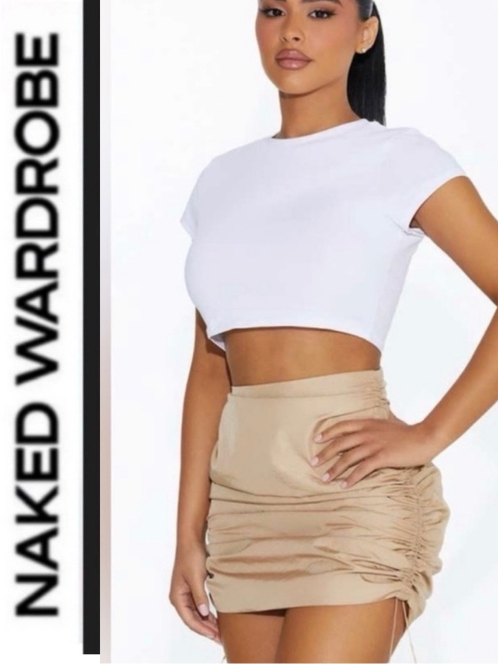 Naked Wardrobe 🧡 nylon windbreaker mini skirt